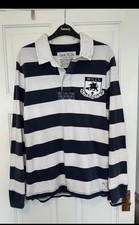 Long Sleeve Jack Wills Rugby Polo Top Sweatshirt Jumper Size S Blue White Stripe