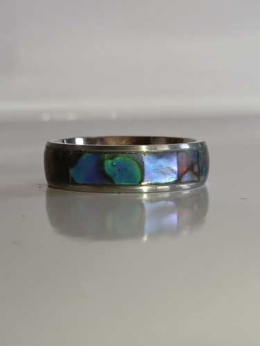 Stainless steel ring - ring, paua