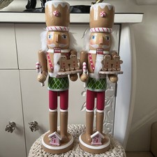 Tk Maxx Pair Of Christmas Candy Cane Nutcracker Gingerbread Ornament Decoration