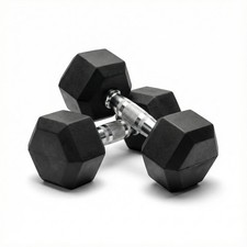 Rubber Hex Dumbbell Pair 4–20kg Cast Iron Gym Weights Set Anti-Roll Home Workout
