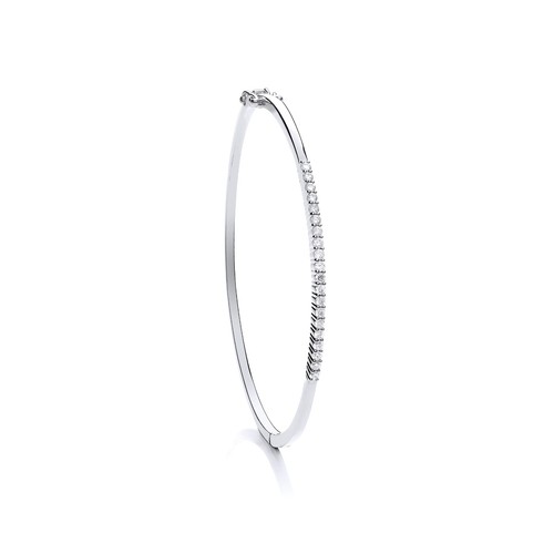 9ct white gold diamond bangle - gold,