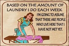 Laundry Day Funny Humorous Vintage Retro Style Metal Sign, mother, mum, ironing