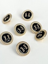 8 X Gold Black buttons 15mm