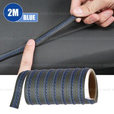 2M Blue Leather Car Door Dashboard Decor Line Strip Sticker Moulding Decorative