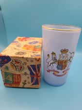 Queen Elizabeth II  1953 Coronation Glass Beaker Original Box Royal Memorabilia 