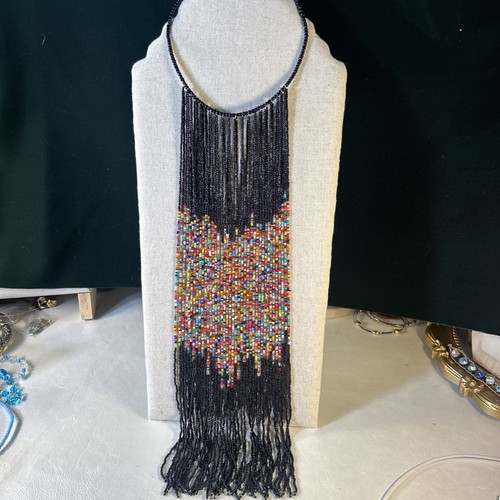 Long seed bead fringe - long,
