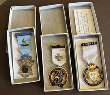 3 Boxed Royal Masonic Institution For Girls/Boys Steward Medals 1965/69/70