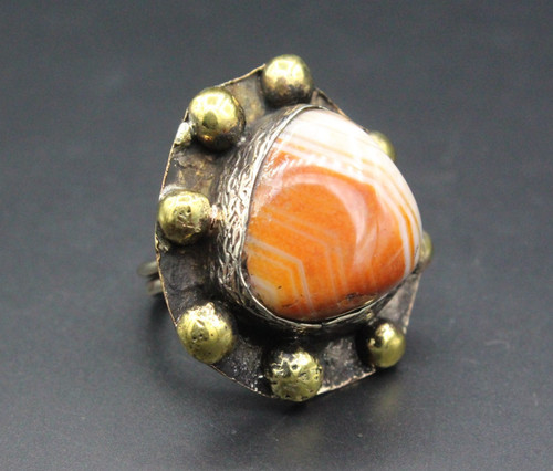 Turkish bronze ring carnelian - bronze, ring,