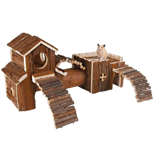 Natural wooden hamster - hamster, tunnel