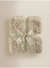 New Natural Eyelash Yarn Throw Blanket Cream Large Home Decor Size 120 X150 Cm