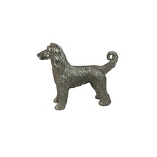 Vintage Solid Metal Silver Color Afghan Dog hound Ornament Figurine Paperweight 