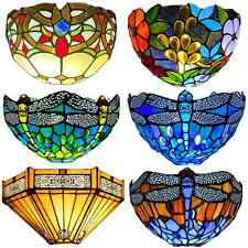 Tiffany Style Wall Light Night Sconce 12" Shade Uplighter Stained Glass w Fixing
