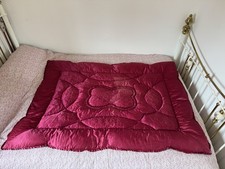 Vintage Eiderdown, 165cm X 115cm, Claret Red, Frilled Edge