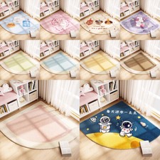Children's Room Cartoon Fan-shaped Plush Carpet Study Reading Corner Floor Mat.
