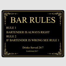 Metal Rectangle Bar Rules Sign
