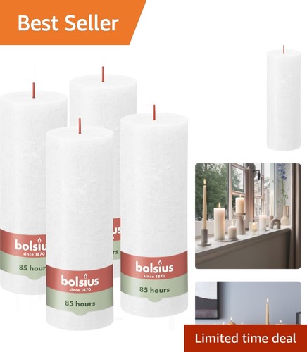 White rustic pillar candles - white, (4