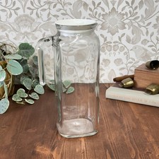 Vintage Bormioli Rocco Italy Frigoverre Glass Fridge Jug Pitcher White Lid 2