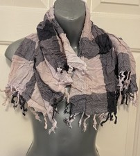 Matalan Multi Checked Shimmer Sparkle Tassel Square Scarf/Shawl - One Size - New