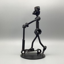 Hand made Metal sculpture Scooter Rider 17cms Nuts & Bolts Art