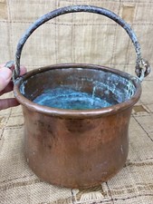 Antique Copper Cauldron Pot With Handle.                                 #5682/G