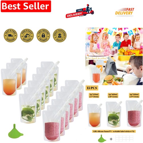 15pcs clear drink pouches - 15pcs,