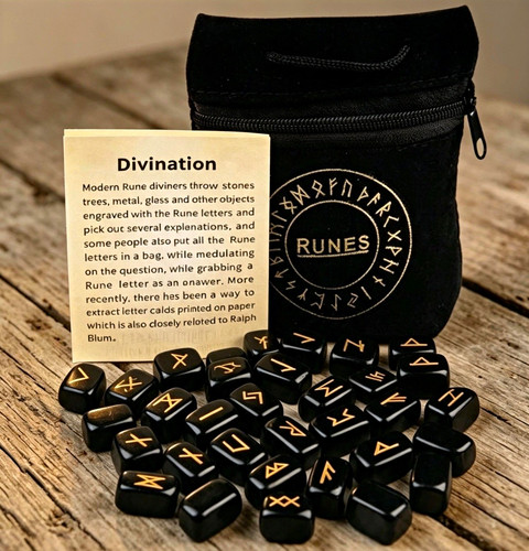 Black obsidian crystal rune - obsidian,