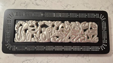 Vintage Indigenous Cribbage Board  Native Canadian Artwork in Pewter New BOMA