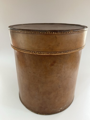 Vintage leather storage - leather, bin