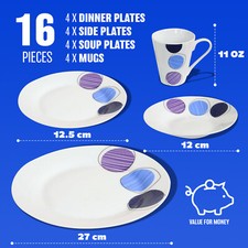 16PC DINNER SET BOWL PLATE MUG