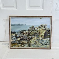 Josephine Lawrey Oil Painting “Cudden Point with Rocks” Framed Coastal Art 
