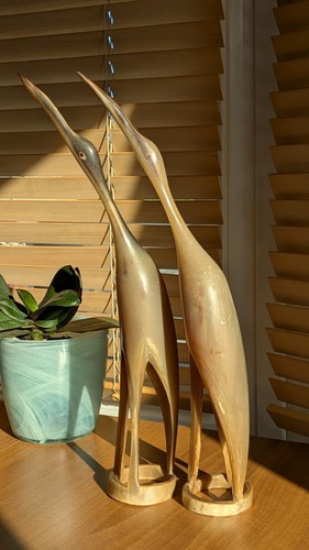 Vintage hand carved horn birds - vintage,