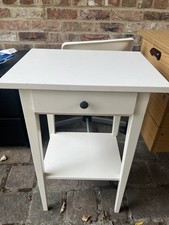 White IKEA Bed Side Table With Draw And Shelf