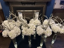 Wedding centre pieces ,  Artificial Flowers and 8 Vases Ideal for Wedding