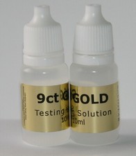 2 x 10ml 9ct Gold Tester Spot On Testing Acid Solution Kit Fluid Fast