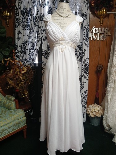 White chiffon grecian style - white, v