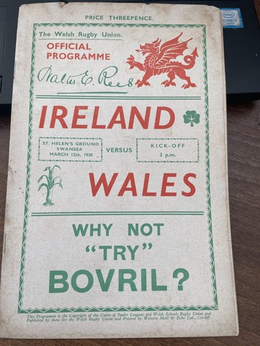 1938 wales ireland st - 1938, v