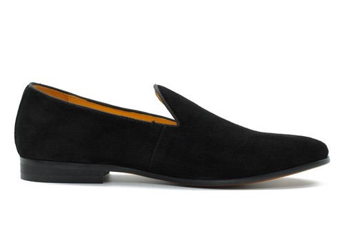 Men black velvet slippers - velvet,