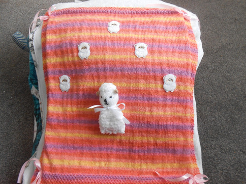 Hand knitted peach - , multi