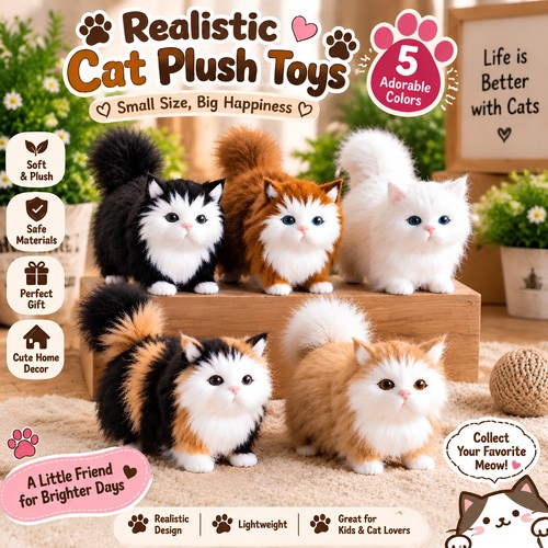 Realistic plush kitten - plush, soft