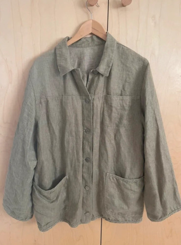 Khaki linen retro french - khaki,