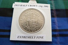 EXTREMELY FINE? 1935 HALF CROWN  (Ag .500)  George V pre 1947