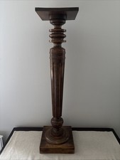 wooden Pillar Pedestal Display Side Occasional Table Plant Stand vintage