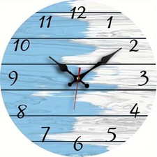 30cm Nautical Clock (Blue, Grey, White), Beach, Surf, Holiday, Bathroom - Lovely