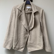 Vintage Joyce Ridings Linen Jacket Blazer UK 12 Neutral Beige Minimal