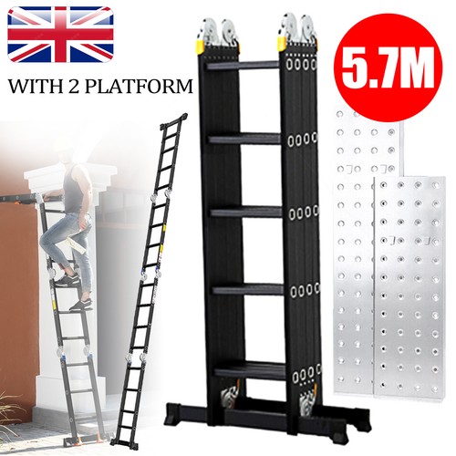 Aluminium folding ladder - 5.7m,