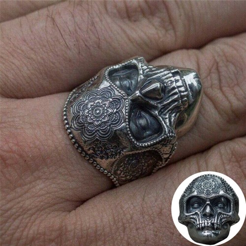 Vintage skull punk alloy ring - skull,