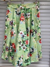 ZARA Green Floral Fuller Skirt Size Medium Cotton Circle Knee Length