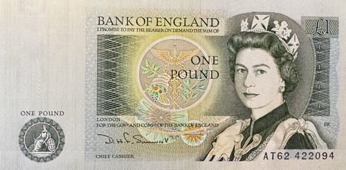 Nice crisp one pound - crisp, bank