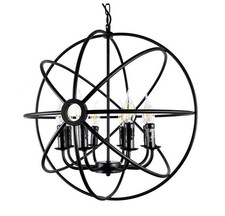 Chandelier Retro Wrought Iron Globe Cage Chandelier Industrial