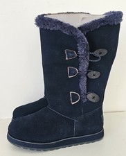 Long navy leather women's